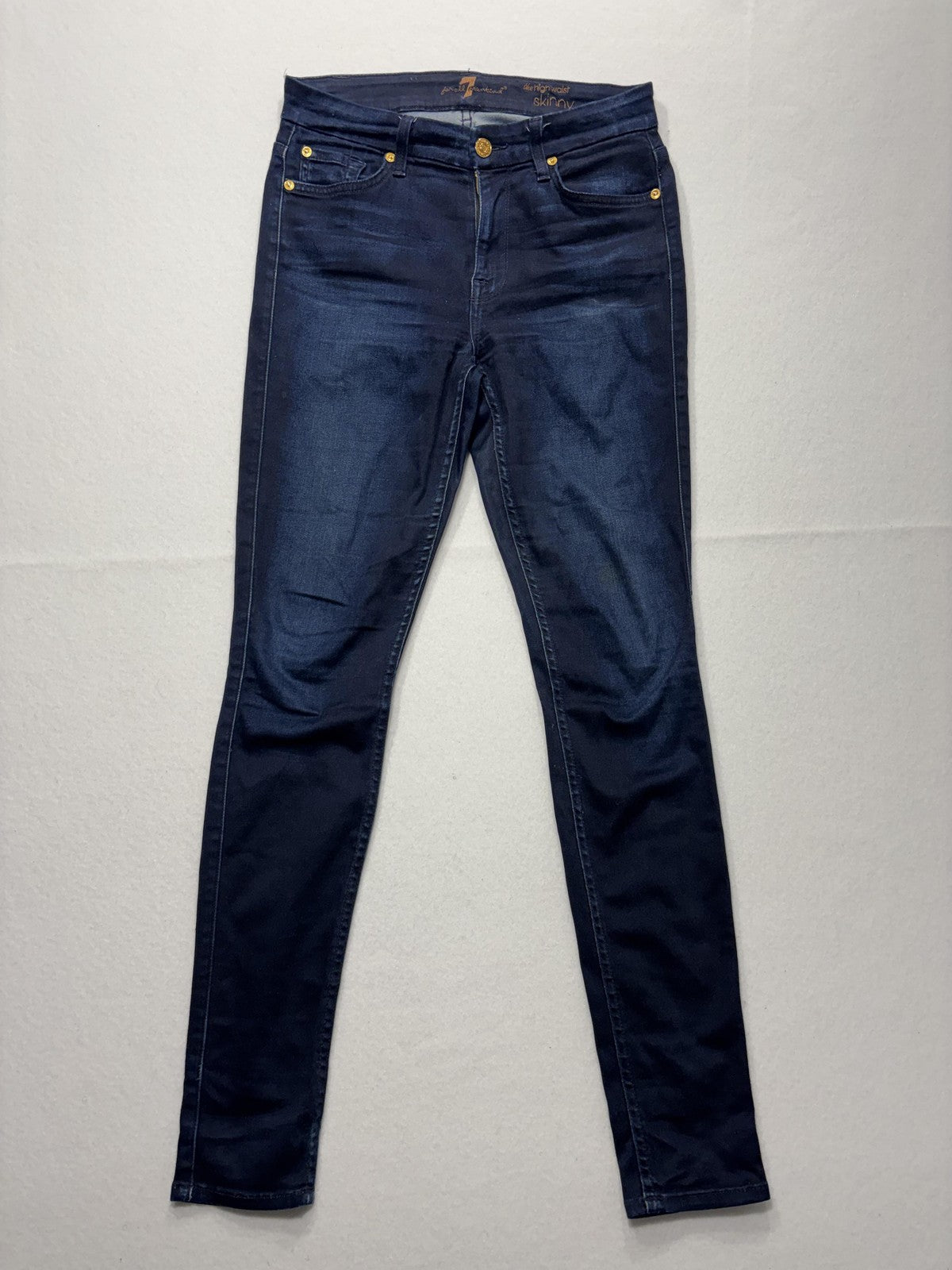 7 For All Mankind Jeans Womens 27 Blue Dark Wash High Waist Skinny Stretch