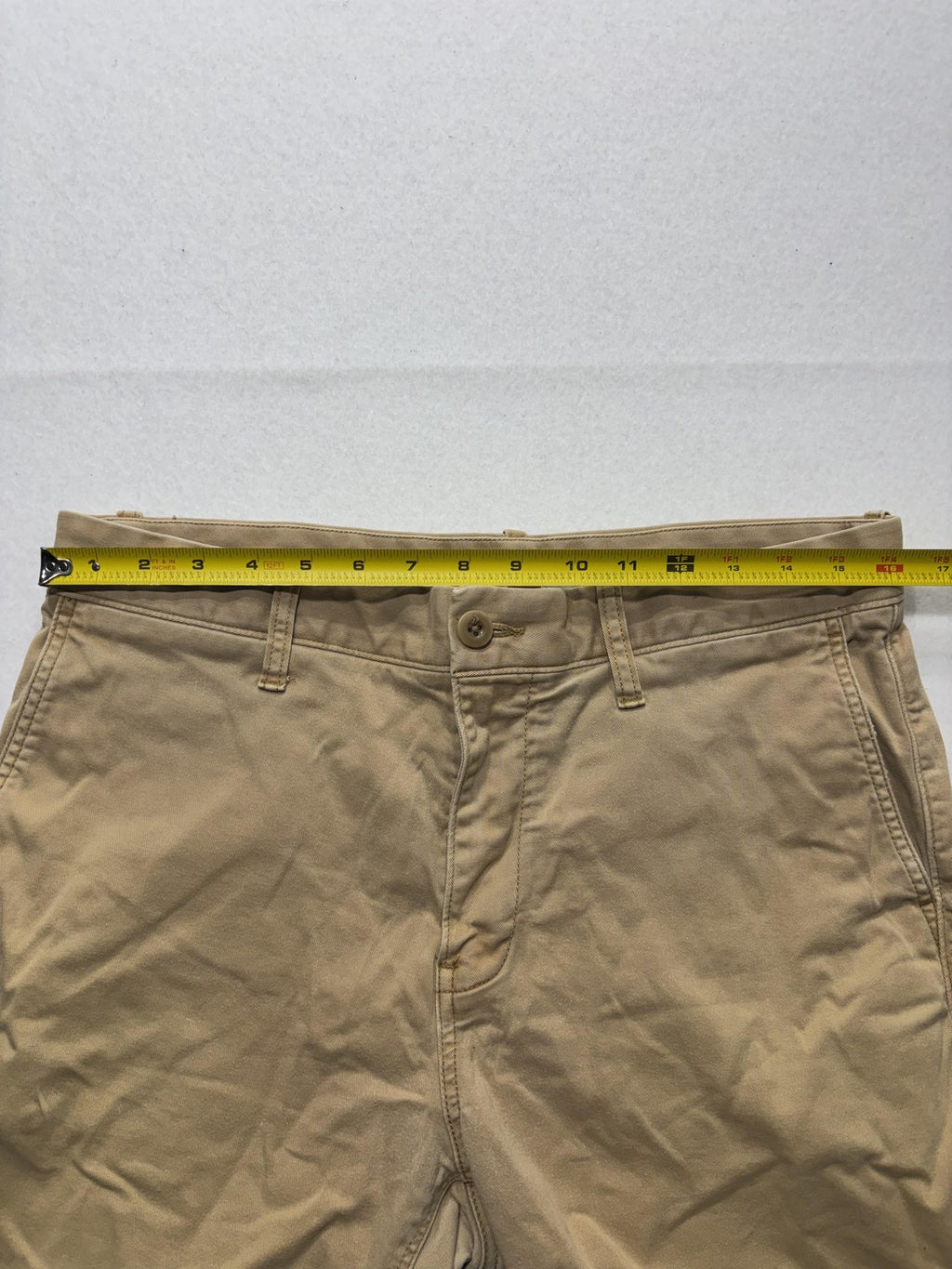 Madewell Chino Shorts Mens 33 Beige 7" Inseam Stretch Flat Front Casual