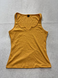 Tank Top Womens S Yellow Scoop Neck Ribbed Knit Slim Fit Basic Summer Casual