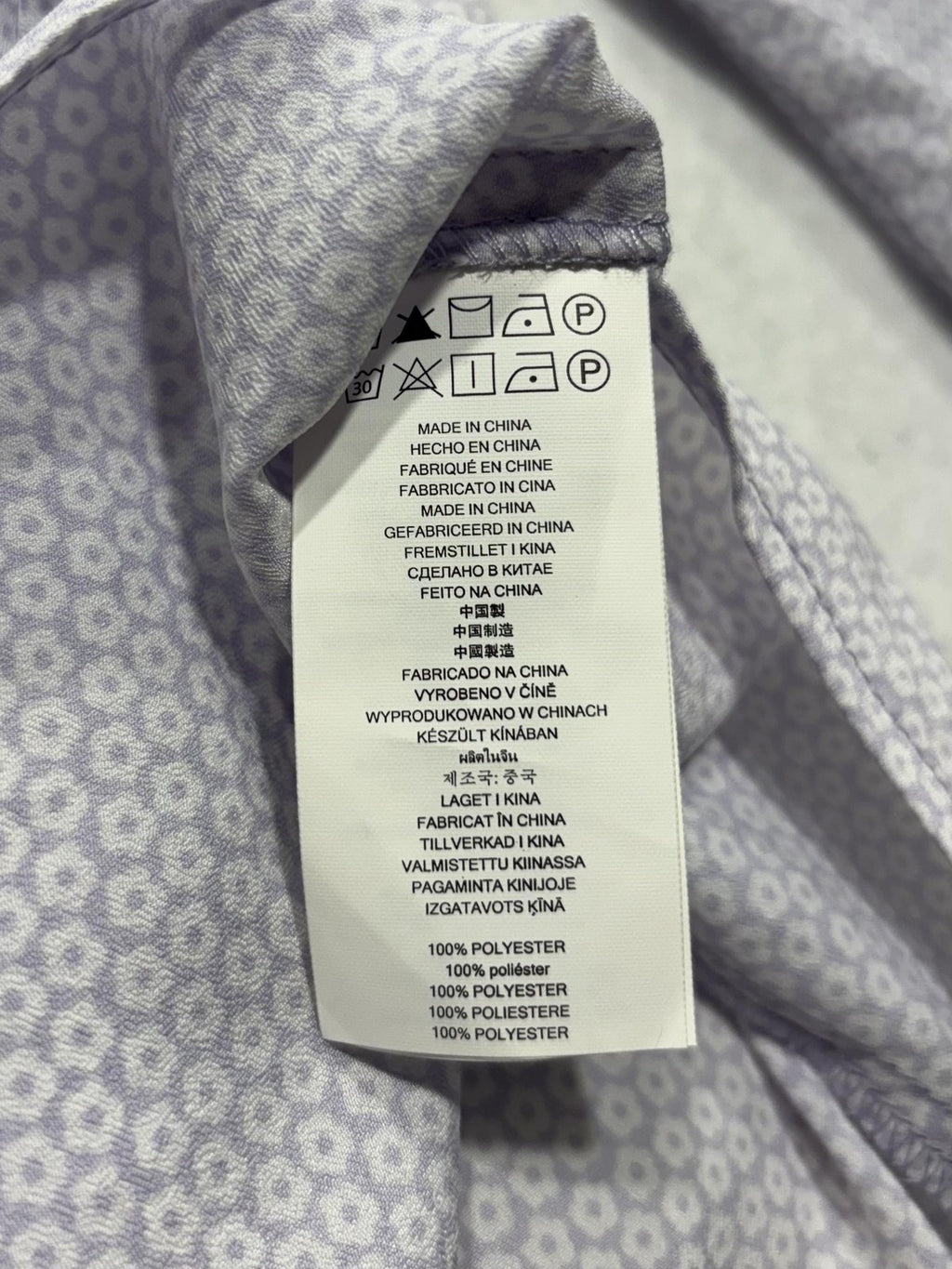 MICHAEL Michael Kors Blouse Womens Medium Purple Collared Zip Geometric Print