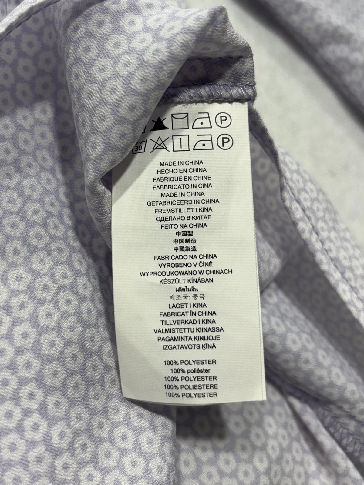 MICHAEL Michael Kors Blouse Womens Medium Purple Collared Zip Geometric Print