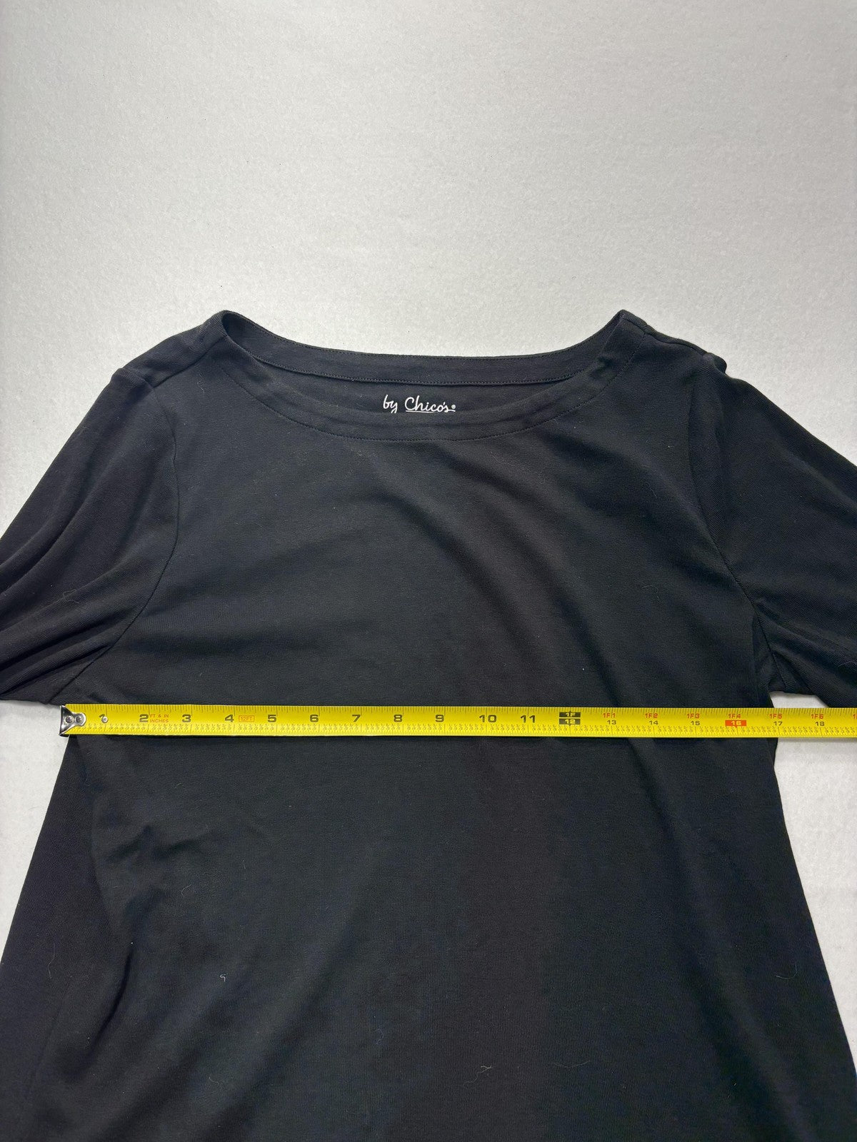 Chico's Shirt Womens 2 Black Boat Neck 3/4 Sleeve Cotton Jersey Tee Casual Top