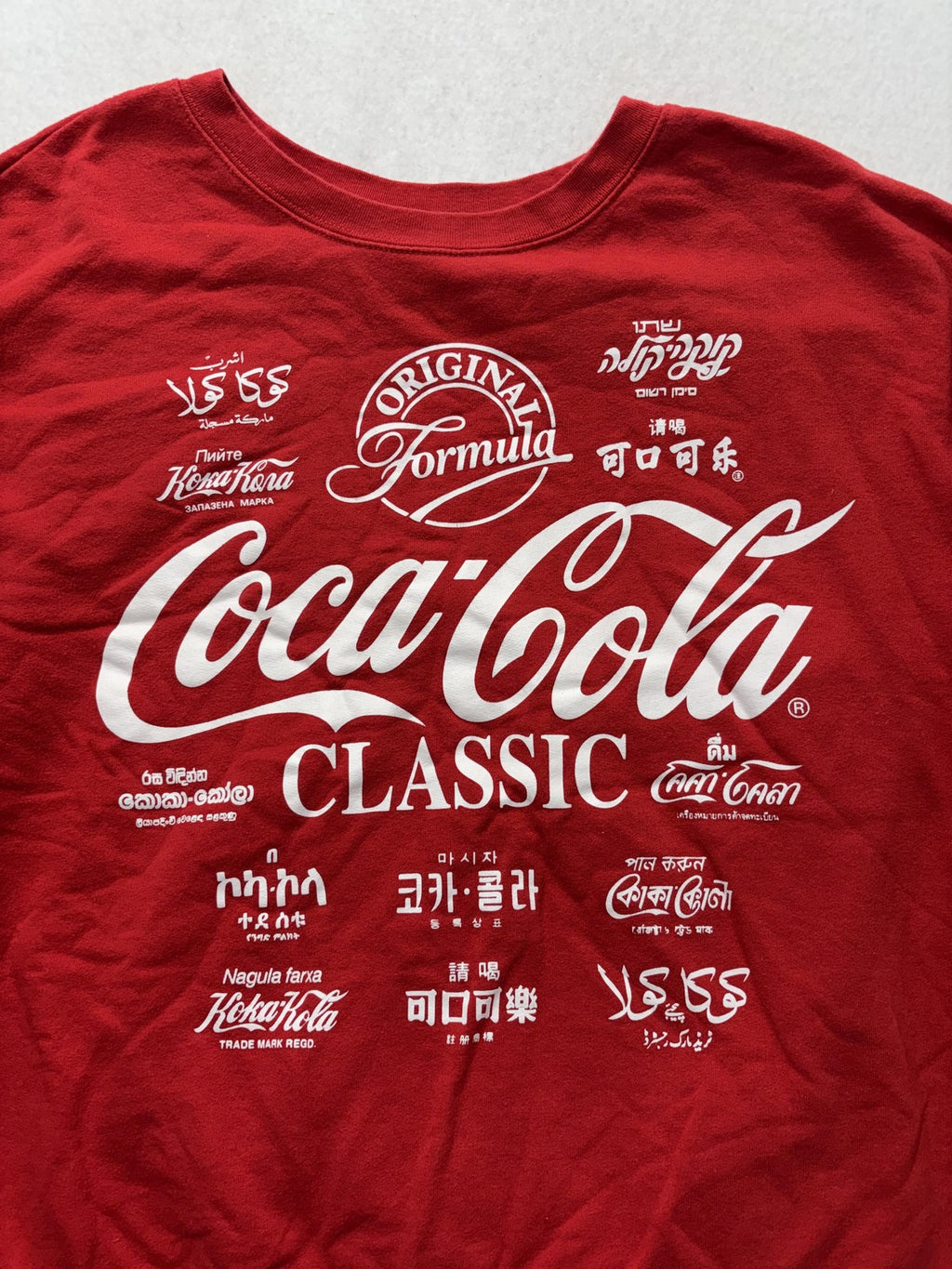 Coca-Cola Sweatshirt Unisex Kids XL Red Crew Neck Classic Logo Fleece Pullover