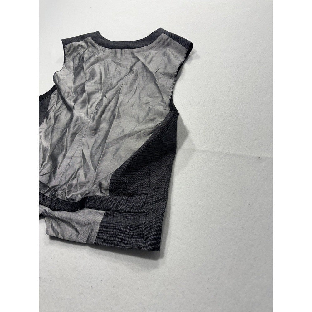 Armani Exchange Suit Vest Mens Large Gray Geometric Belted Back Formal 3 Piece