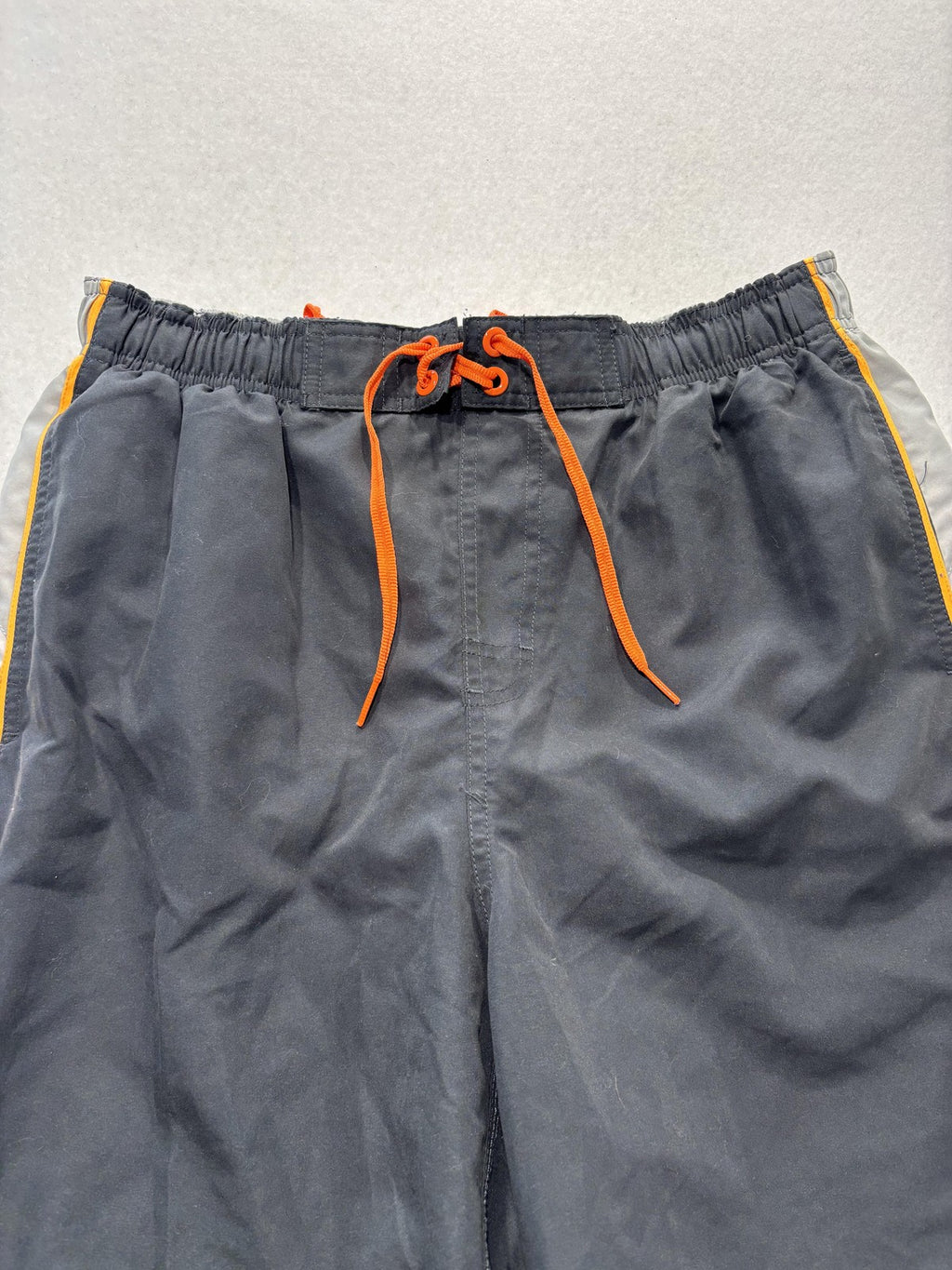 Nike Swim Shorts Mens Large Gray Orange Colorblock Lined Elastic Waist Tie