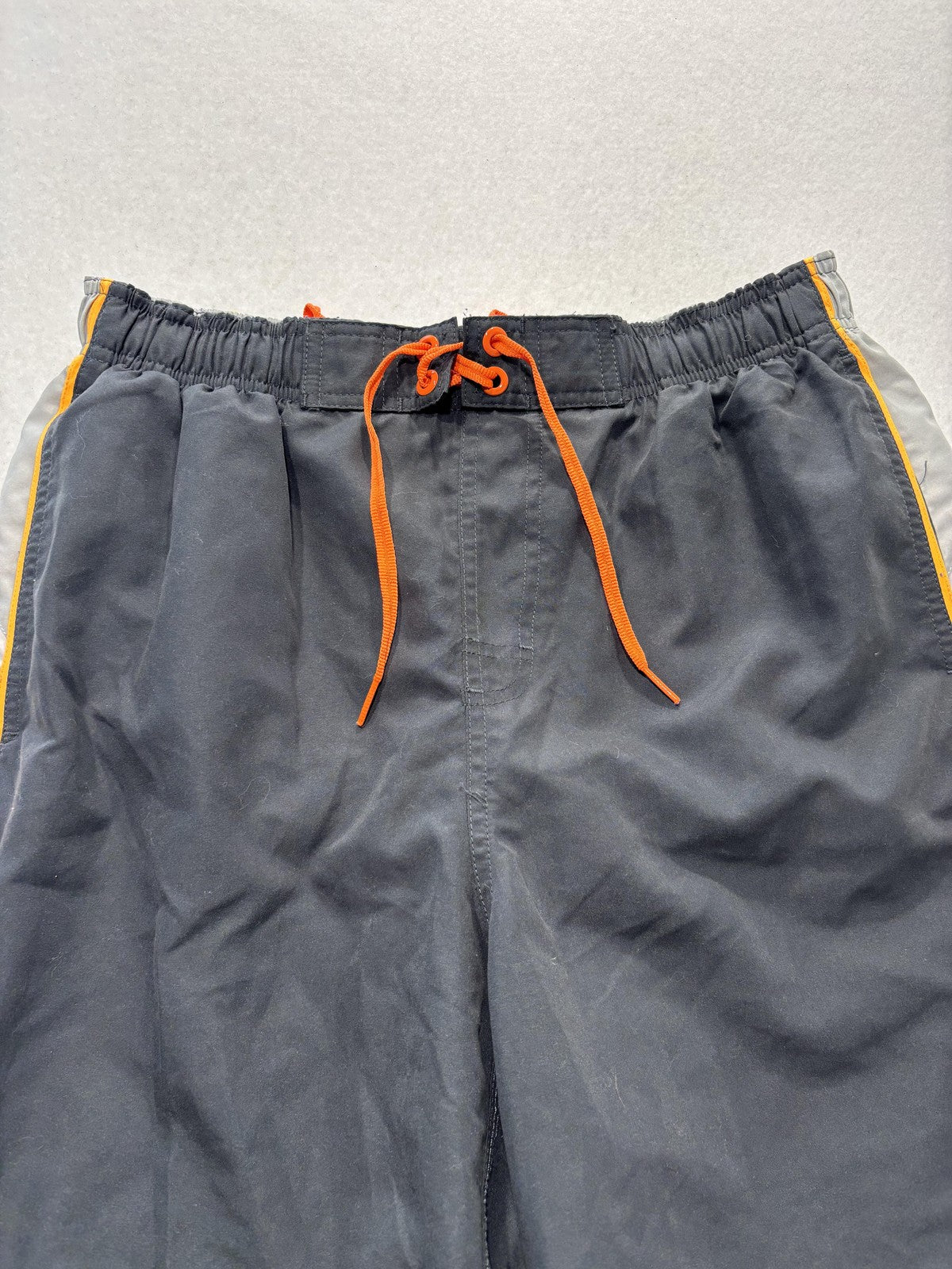 Nike Swim Shorts Mens Large Gray Orange Colorblock Lined Elastic Waist Tie