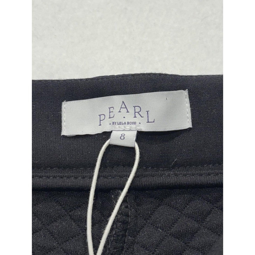 Pearl By Lela Rose Dress Pants Womens 8 Black Quilted Jersey Lynn Pant Wide Leg