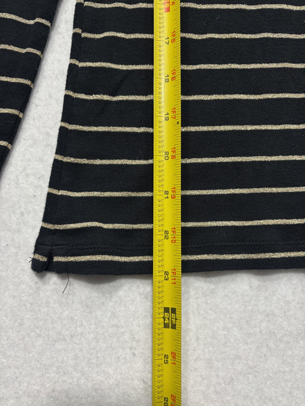 Lauren Ralph Lauren Shirt Womens PM Black Metallic Stripe Crew Neck Long Sleeve