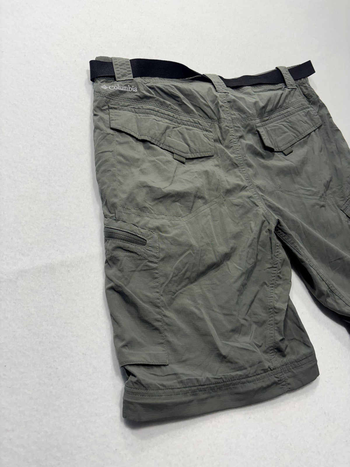 Columbia Omni-Shade Shorts Mens 34 Green Belted Cargo Hiking Quick Dry Outdoor