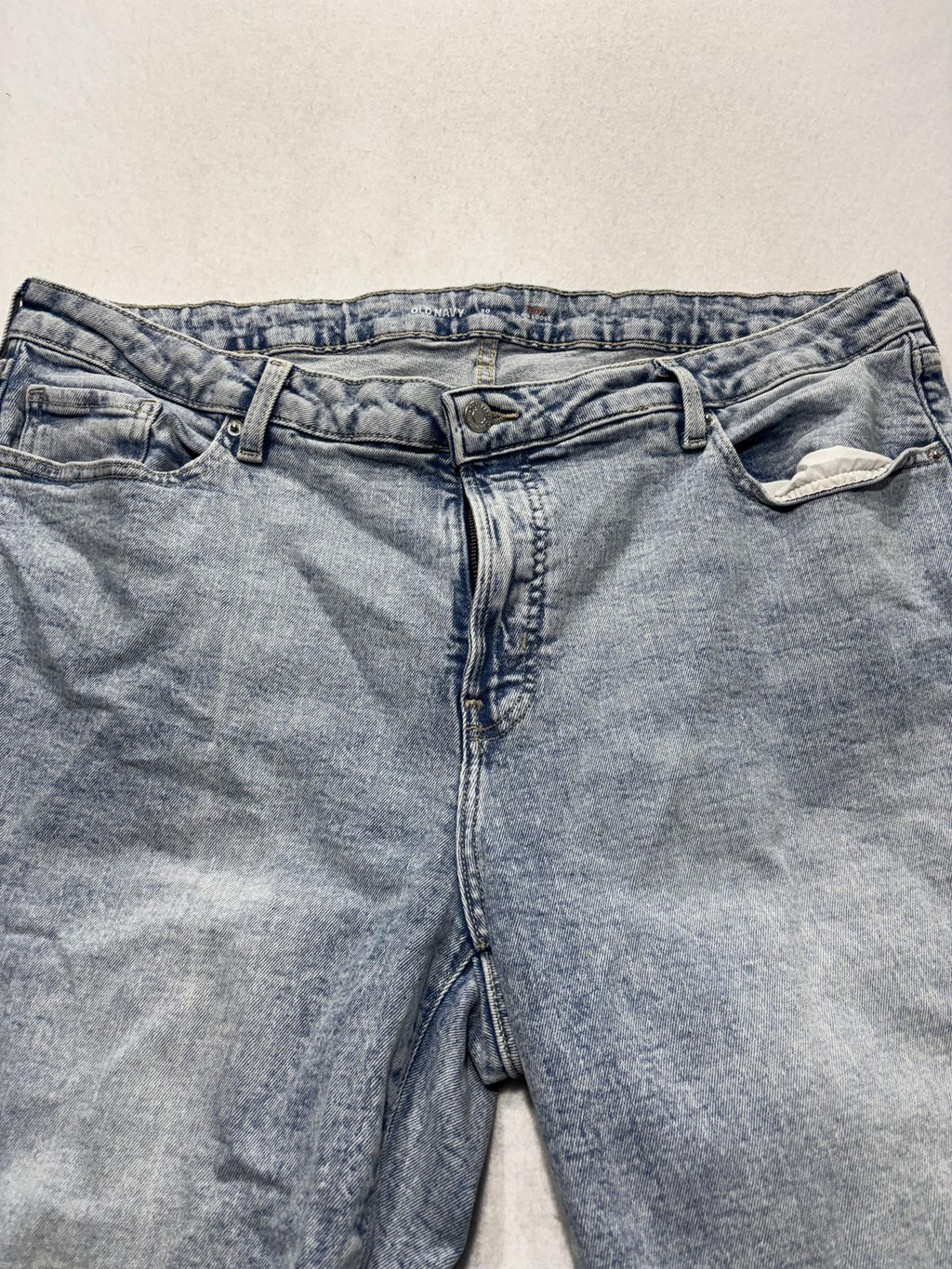 Old Navy Jeans Womens 20 Blue Light Wash High Rise Straight Crop Raw Hem 40x25.5