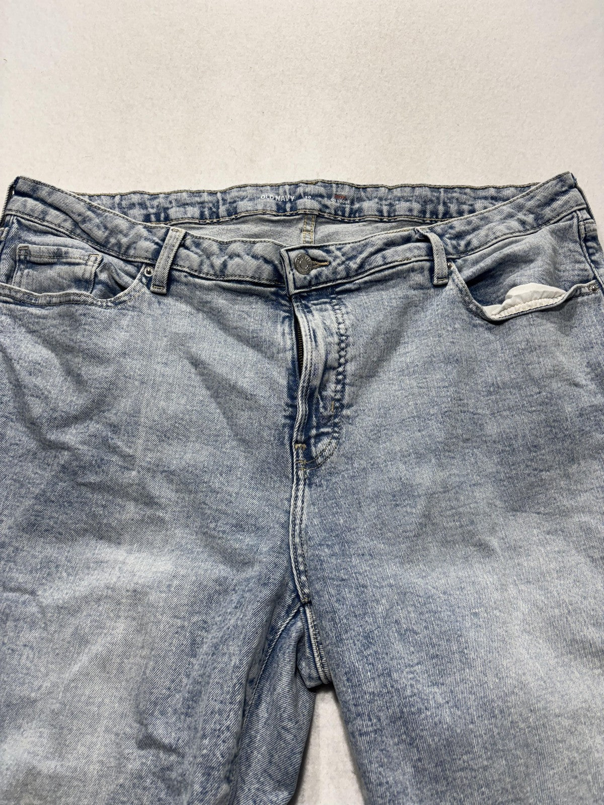Old Navy Jeans Womens 20 Blue Light Wash High Rise Straight Crop Raw Hem 40x25.5