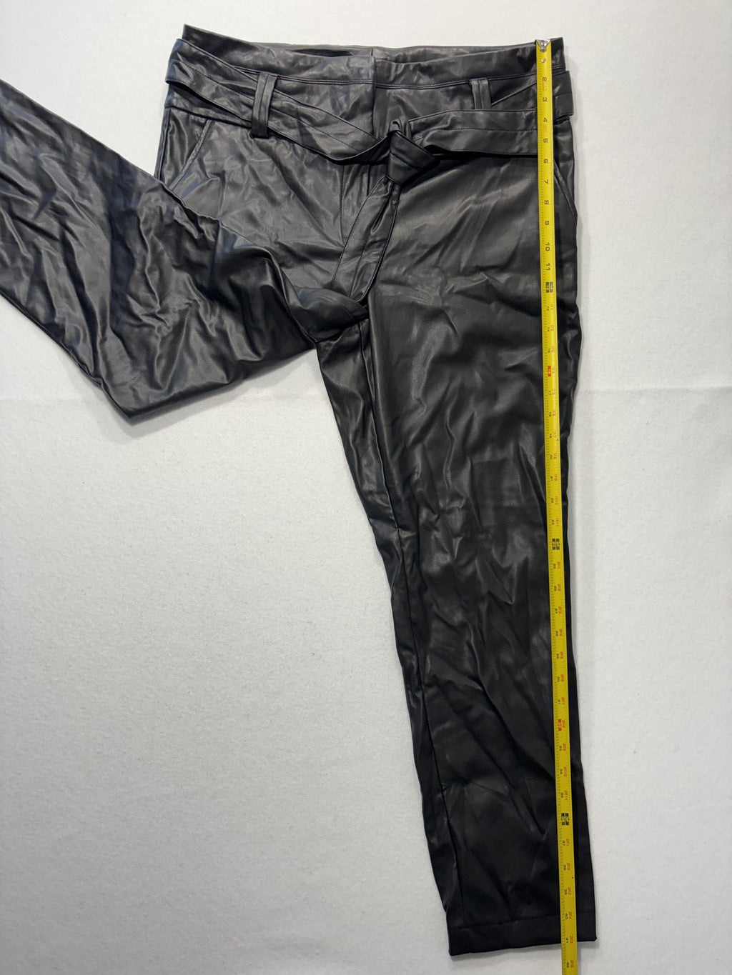 Gabrielle Union Pants Womens 18 Tall Black Faux Leather Jogger Belted Pockets