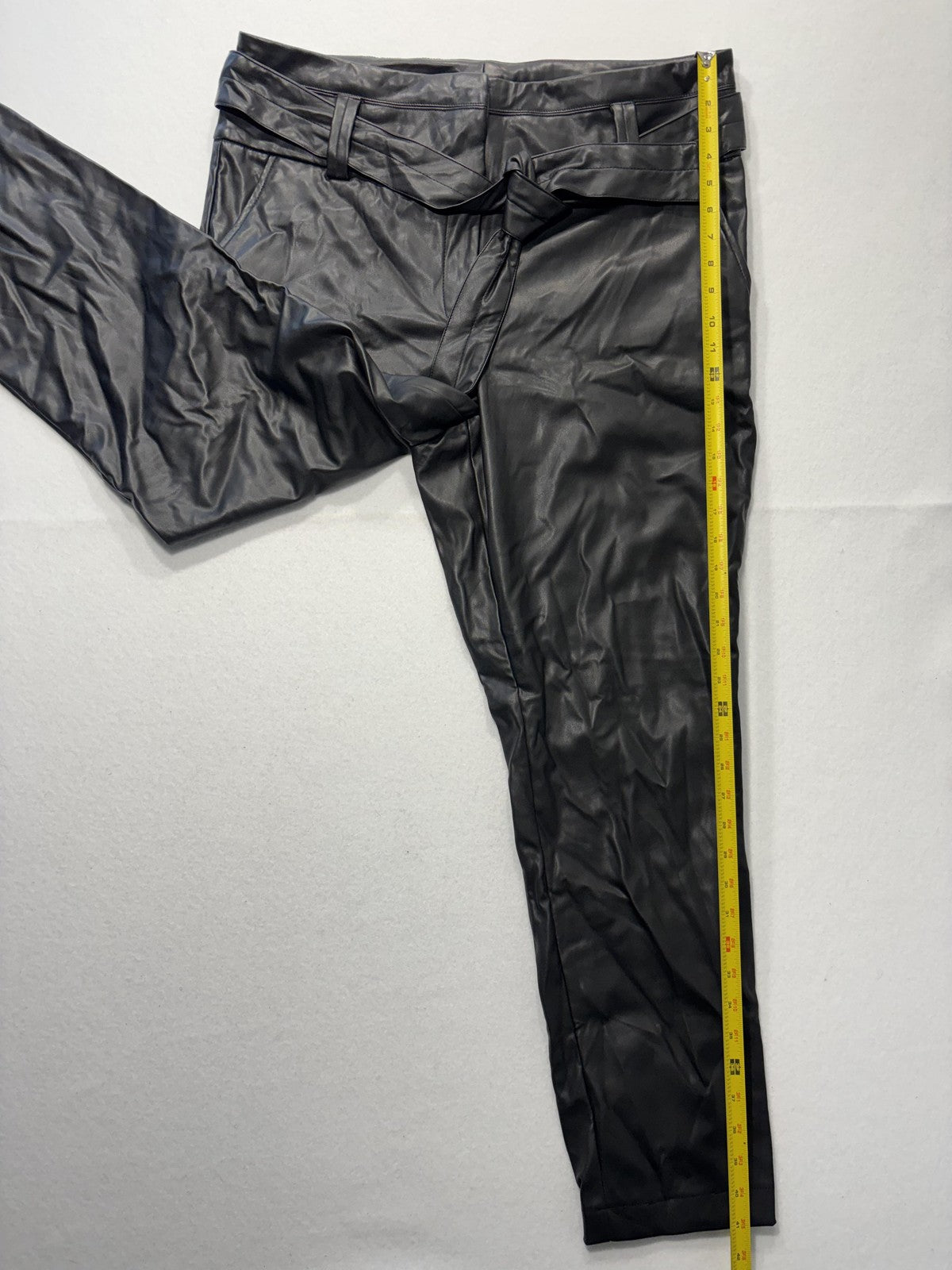Gabrielle Union Pants Womens 18 Tall Black Faux Leather Jogger Belted Pockets