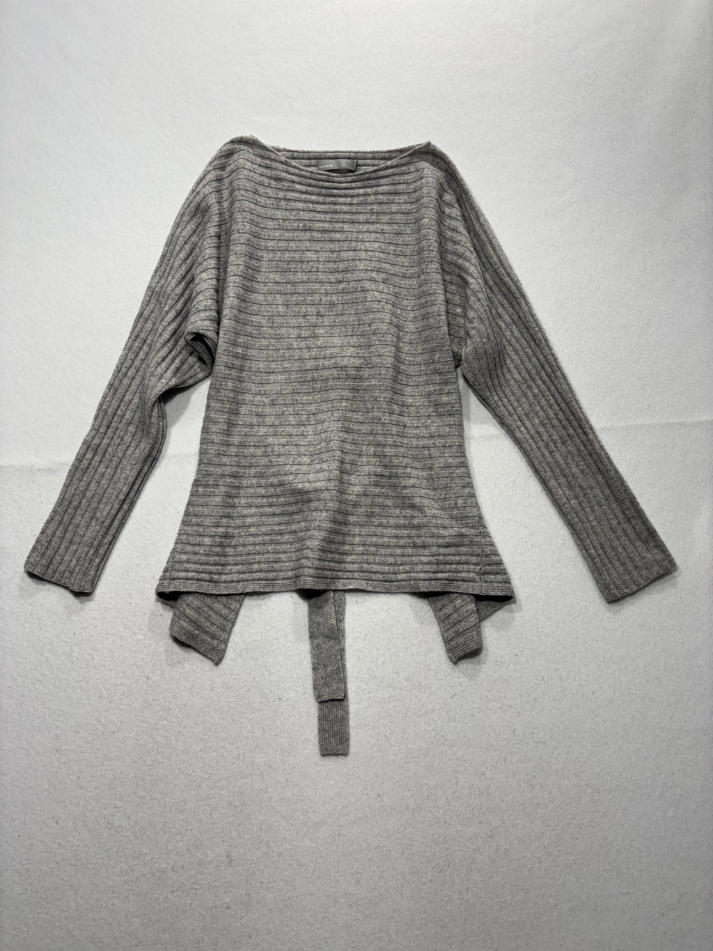 Vince Sweater Womens XS Gray Cashmere Boat Neck Belted Dolman Knit Pullover