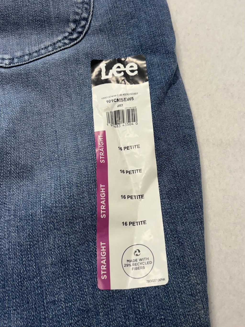 Lee Jeans Womens 16P Blue Medium Wash Mid Rise Straight Regular Stretch 34x29