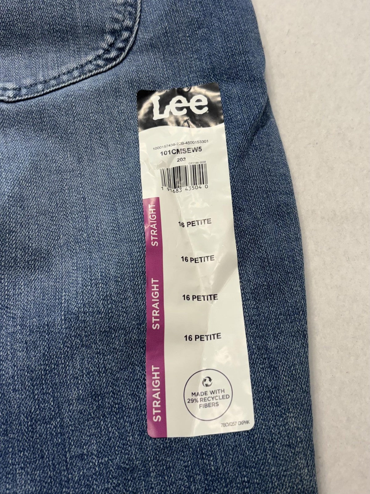 Lee Jeans Womens 16P Blue Medium Wash Mid Rise Straight Regular Stretch 34x29