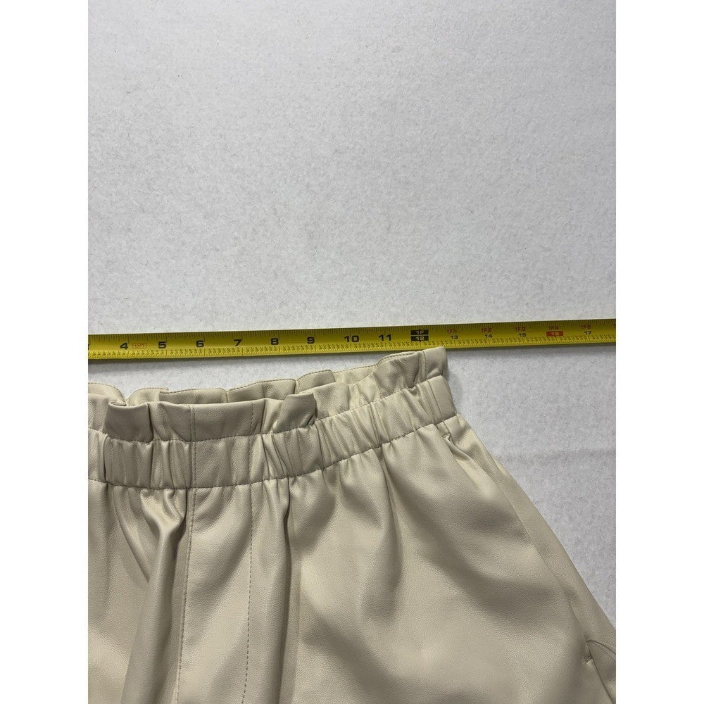 Steve Madden Womens Beige Faux Leather Paperbag Waist Pull On Shorts BL13940X S