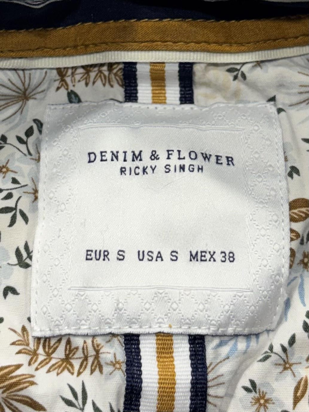 Denim & Flower Mens Small Multicolor Striped Short Sleeve Viscose Button Up