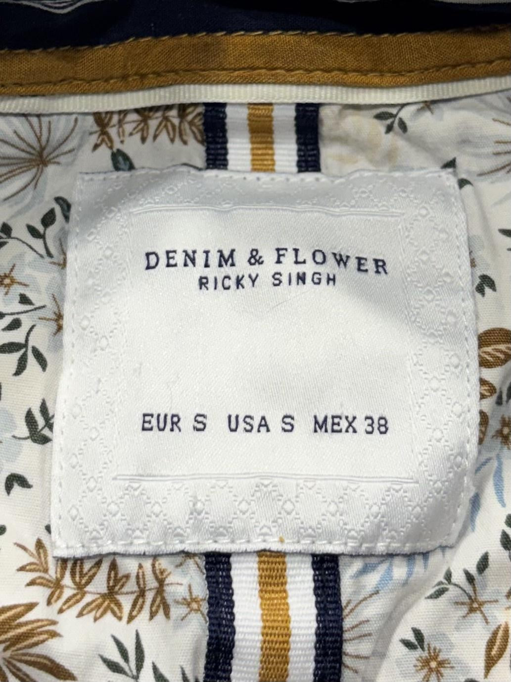 Denim & Flower Mens Small Multicolor Striped Short Sleeve Viscose Button Up