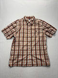 The North Face Shirt Mens Medium Orange Plaid Short Sleeve Button Up Casual