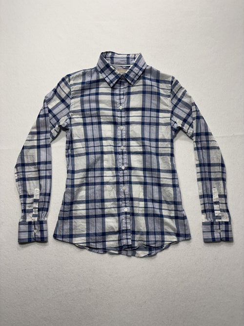 Banana Republic Shirt Womens XS Blue White Plaid Soft Wash Button Up Casual