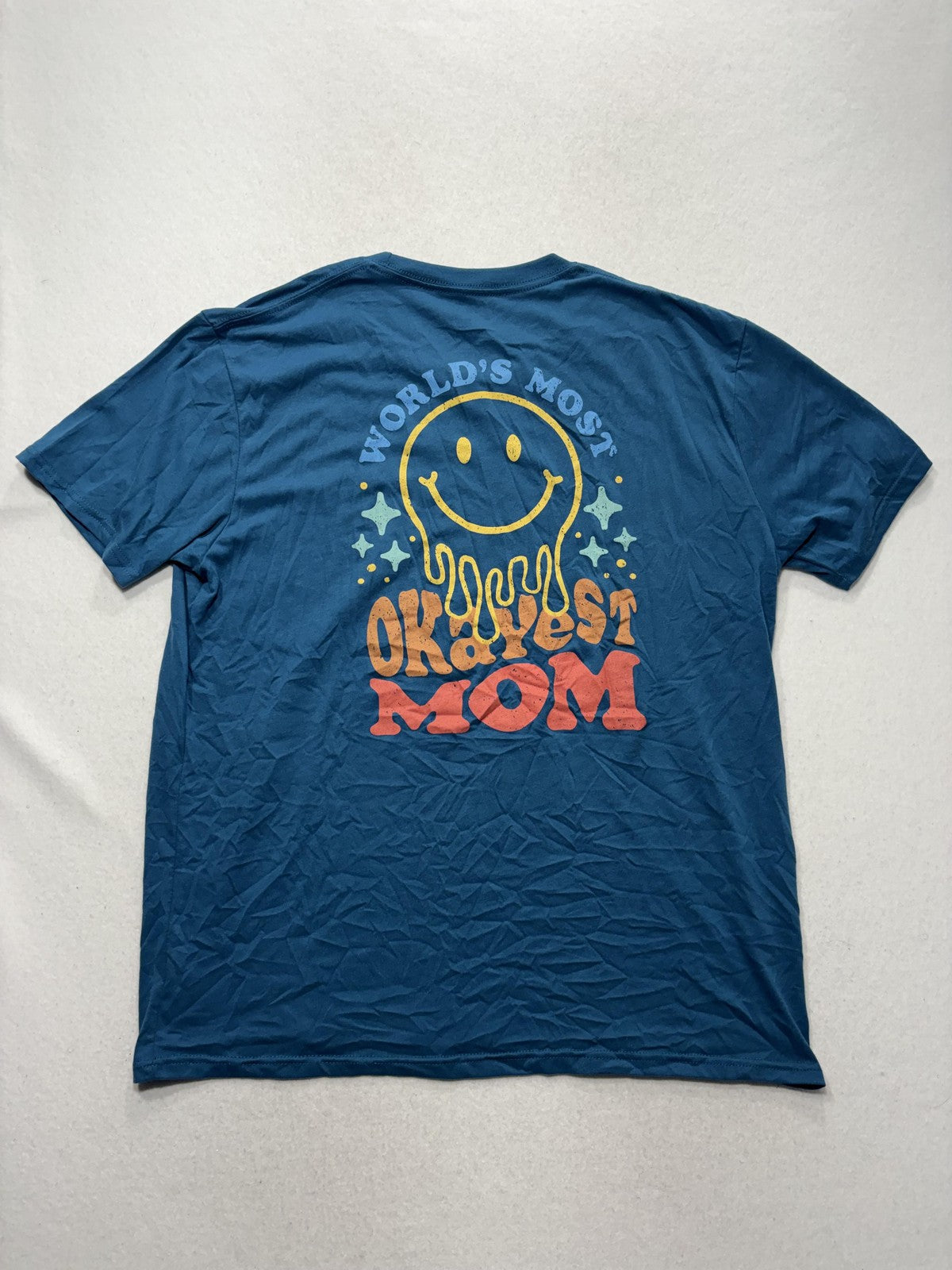 Academy Sports + Outdoors Shirt Womens XL Blue World's Most Okayest Mom Tee