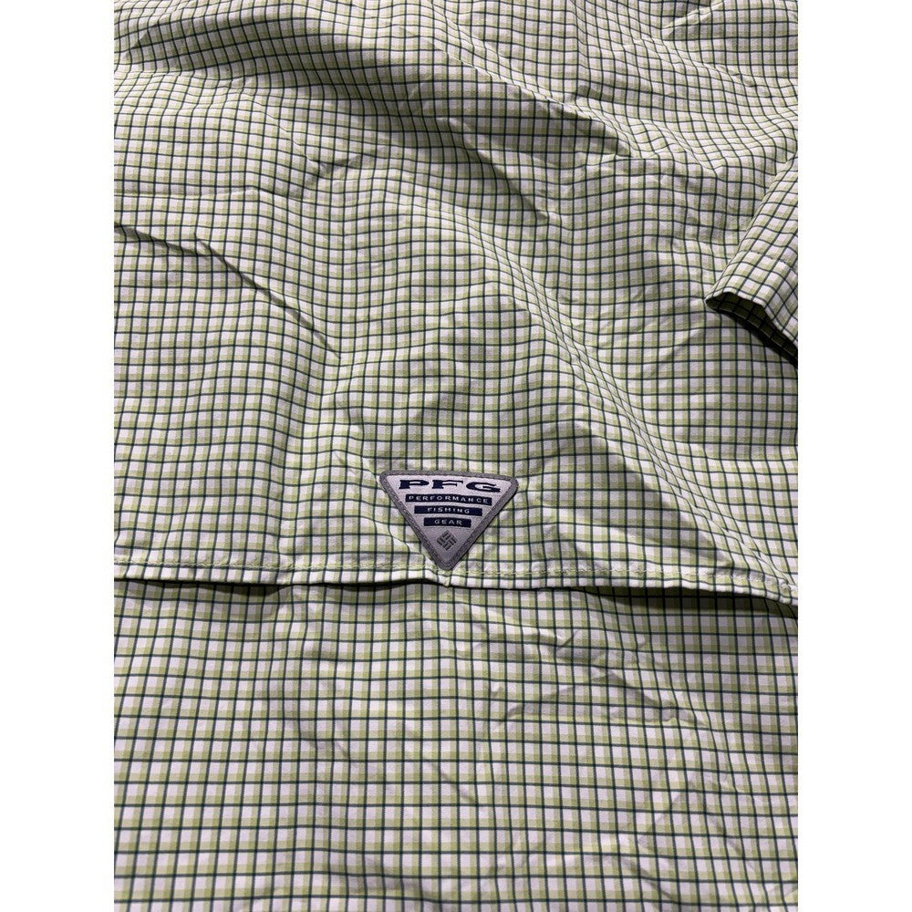 Columbia PFG Super Bahama Shirt Mens 2XL Green Short Sleeve Fishing Button Up