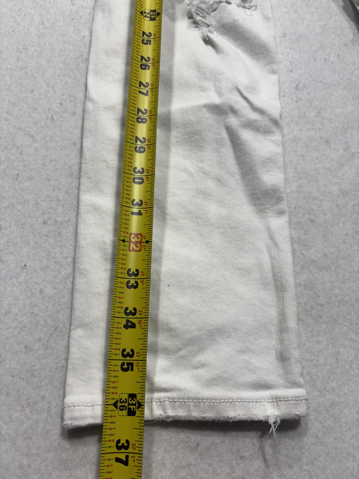 American Eagle Mom Straight Jeans Womens 0 White High Rise Distressed 28x29