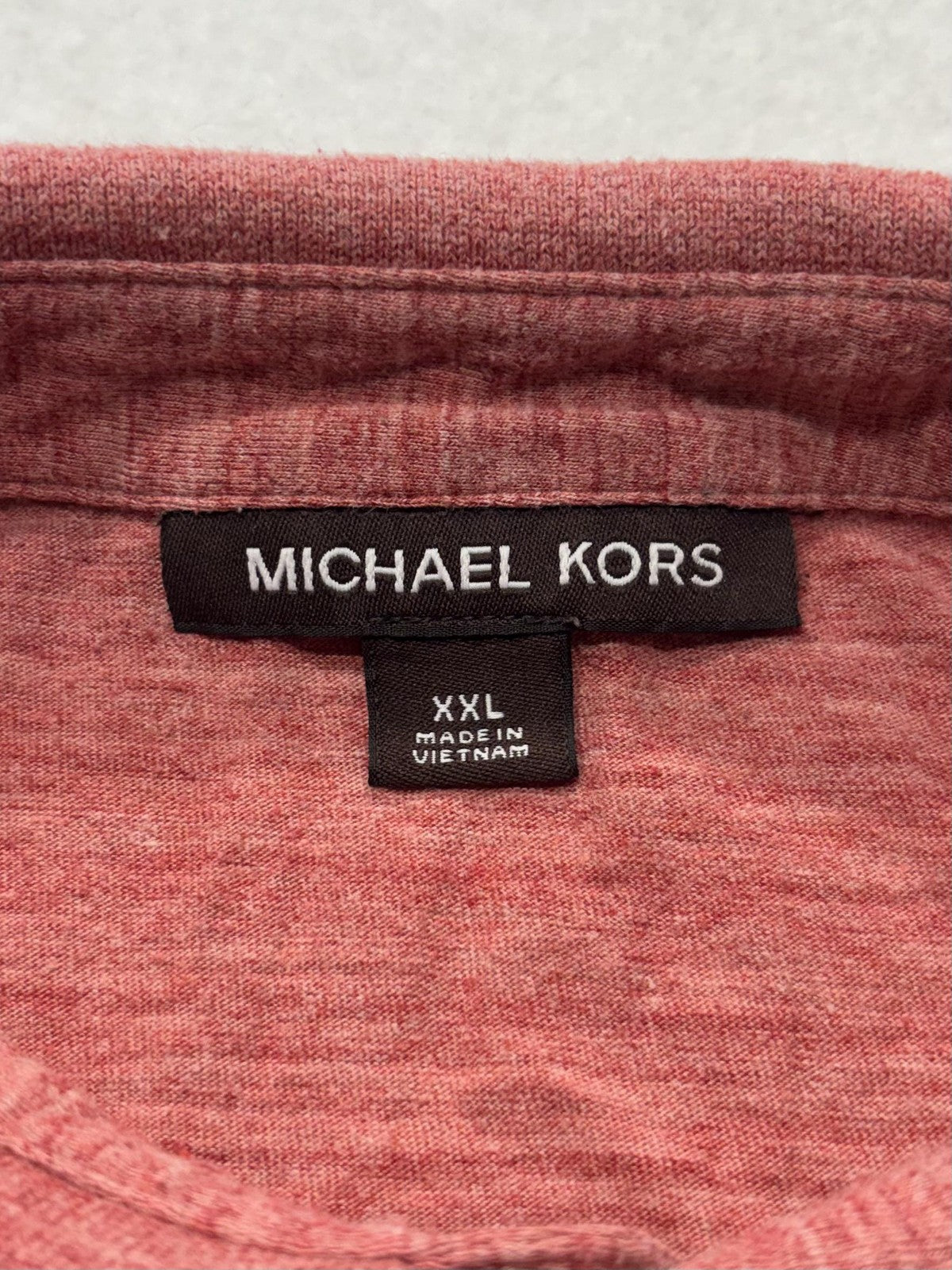 Michael Kors Polo Shirt Mens 2XL Red Heather Short Sleeve Logo Casual Knit
