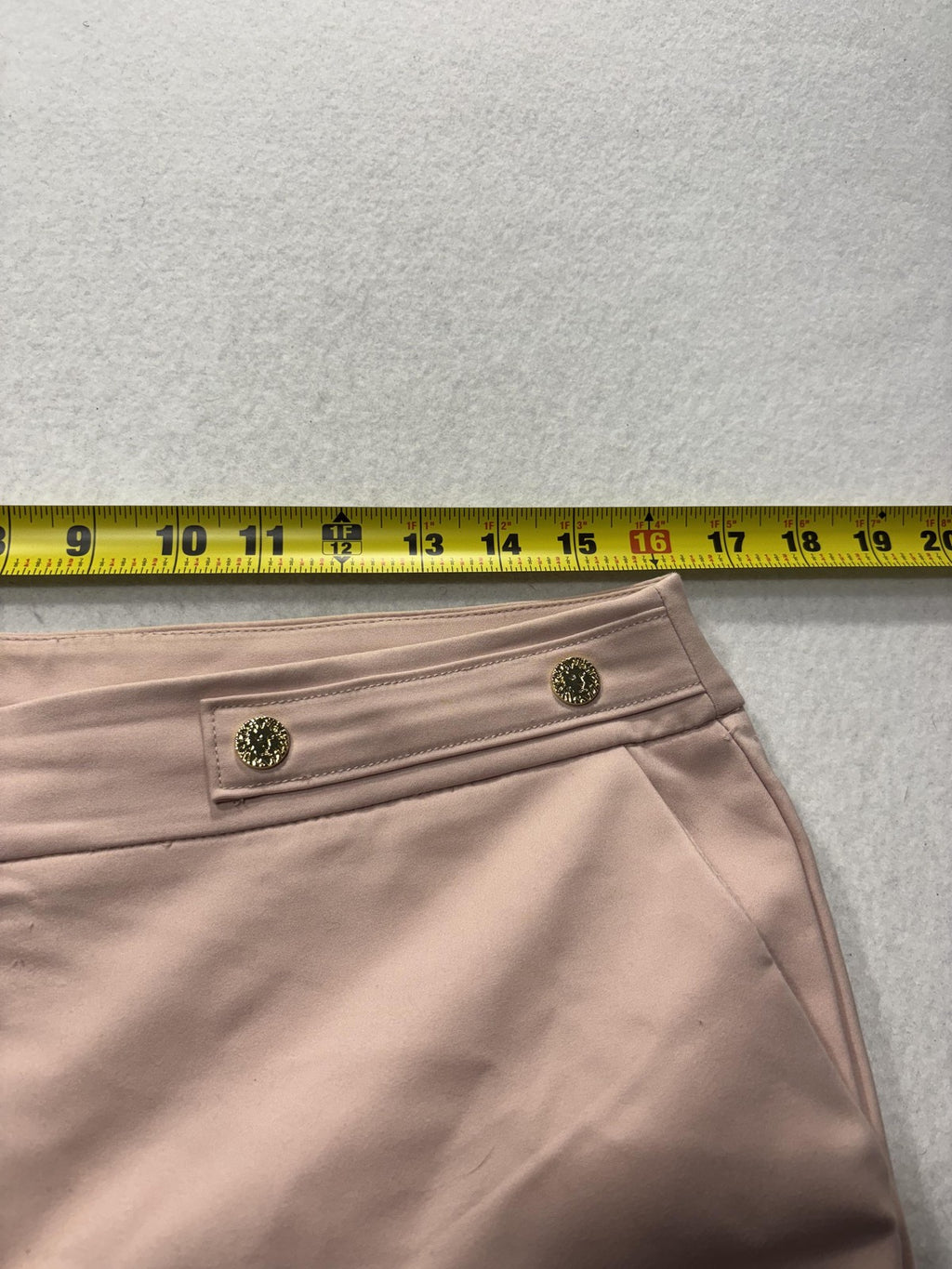 Anne Klein Dress Pants Womens 8 Pink Twill Straight Leg Gold Button Work Career