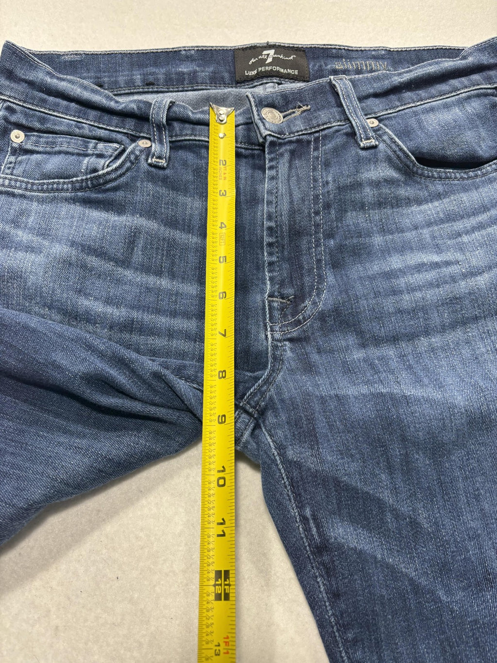 7 For All Mankind Slimmy Jeans Mens 30x31 Blue Slim Straight Stretch Denim Luxe