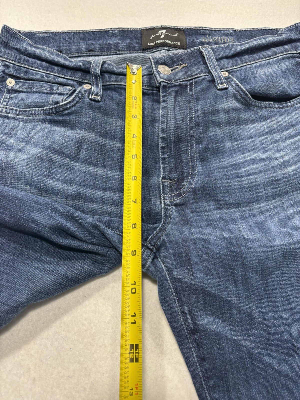 7 For All Mankind Slimmy Jeans Mens 30x31 Blue Slim Straight Stretch Denim Luxe