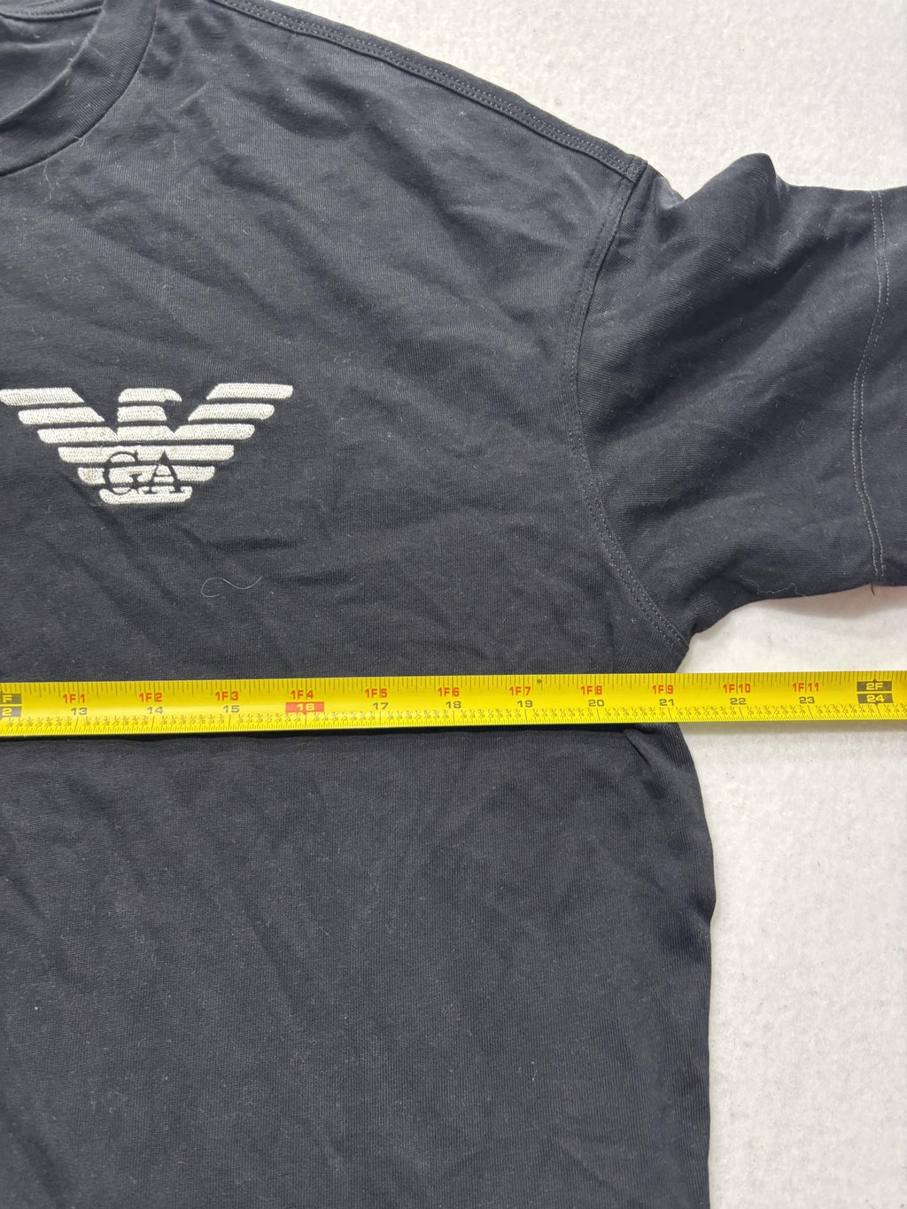 Emporio Armani Shirt Mens Medium Black Embroidered Eagle Logo Back Spell Out