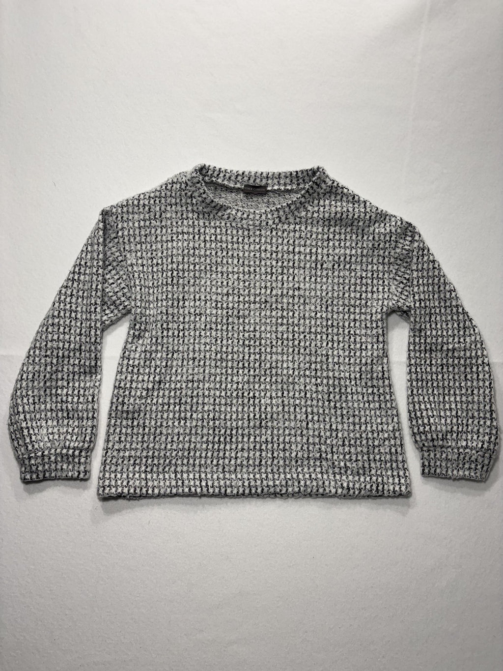 Vince Camuto Sweater Womens Medium Gray Waffle Knit Crew Long Sleeve Pullover