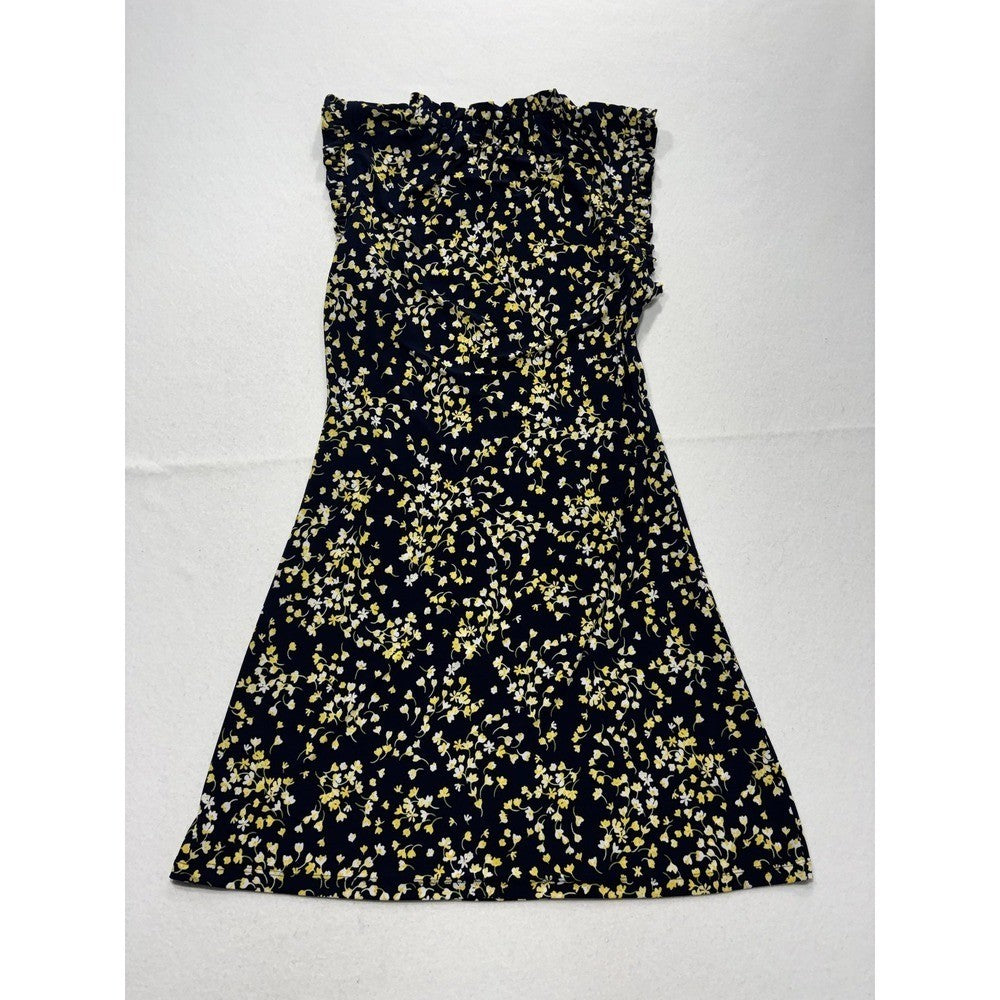 Tommy Hilfiger Womens 6 Blue Floral Ruffle Scoop Neck A-Line Dress A22J1LVY
