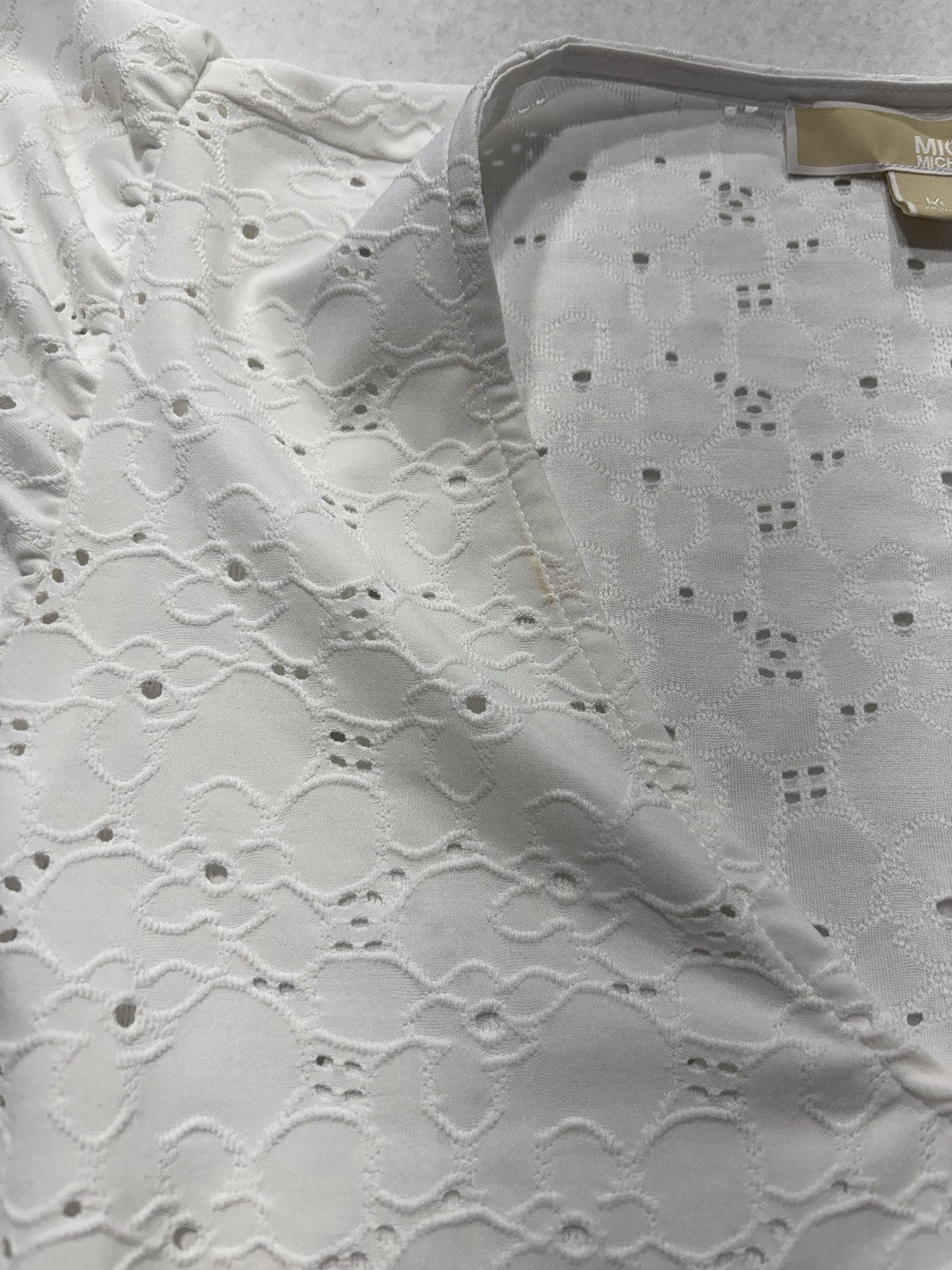 MICHAEL Michael Kors Blouse Womens Medium White V Neck Flutter Sleeve Lace Top