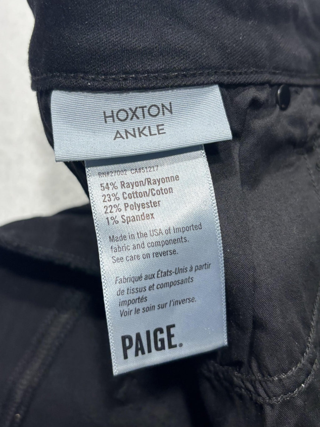 Paige Hoxton Ankle Jeans Womens 34 Black Wash Slim Stretch Distressed 34x28.5