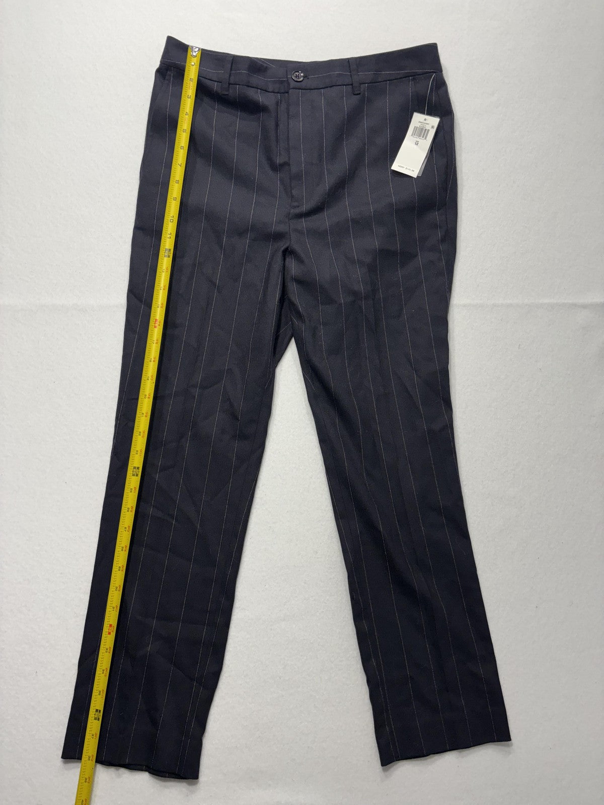 Lauren Ralph Lauren Dress Pants Womens 12 Black Pinstripe Straight Leg Twill
