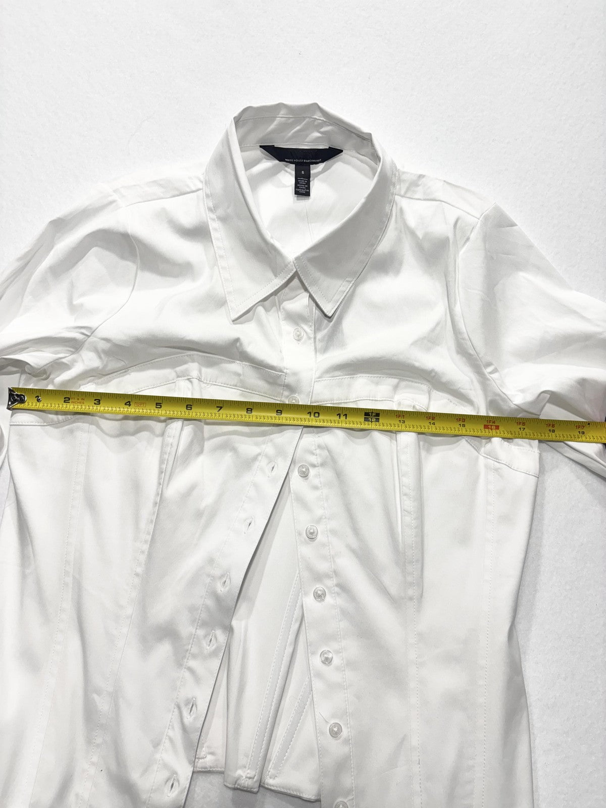 White House Black Market Button Up Shirt Womens 8 White Corset Poplin Top
