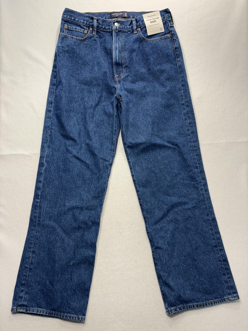 Abercrombie & Fitch Baggy Jeans Mens 33x32 Blue Medium Authentic Rigid Denim