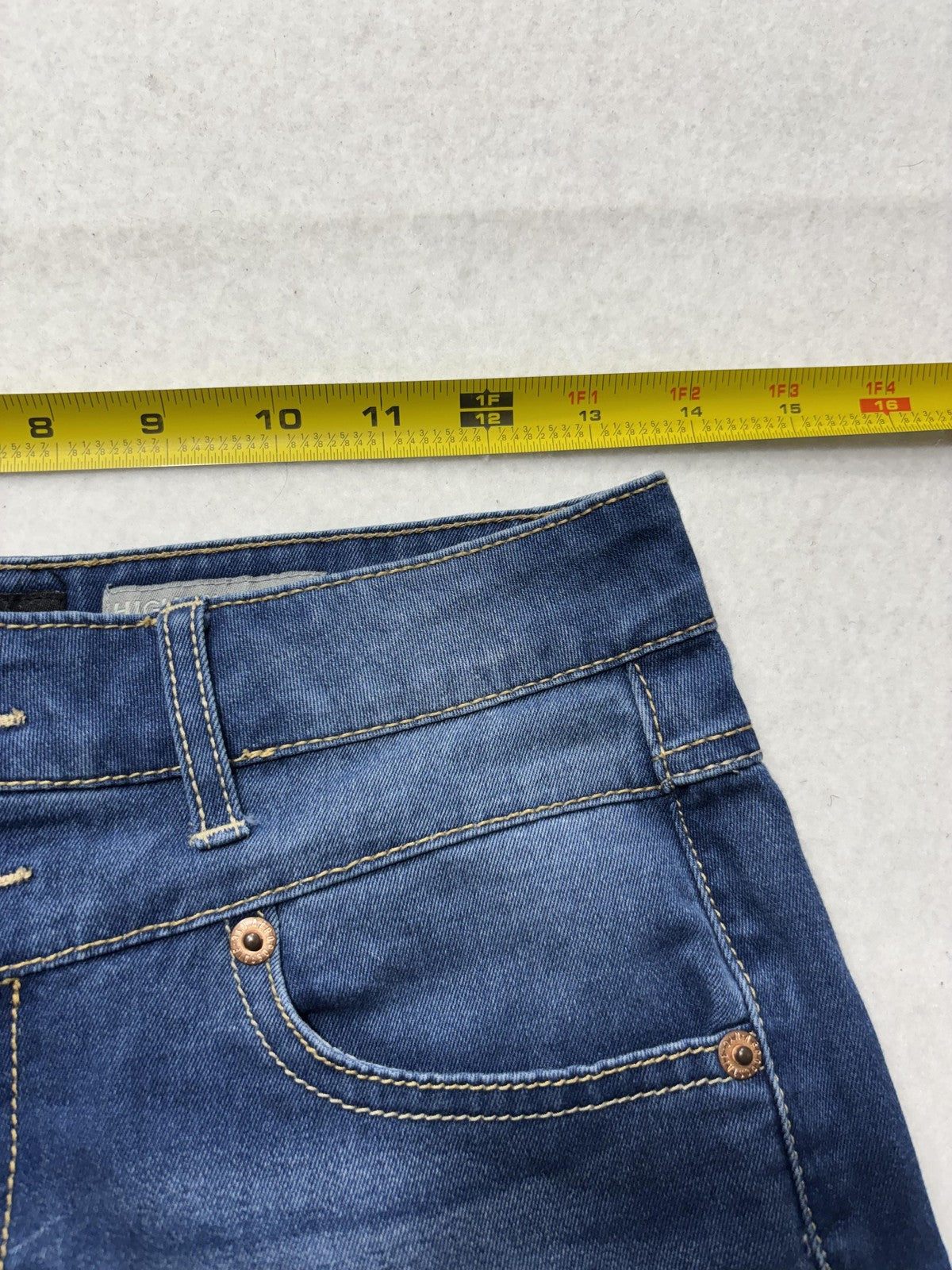 Aeropostale Shorts Womens 6 Blue High Waisted Shorty Cuffed Denim 5 Pocket