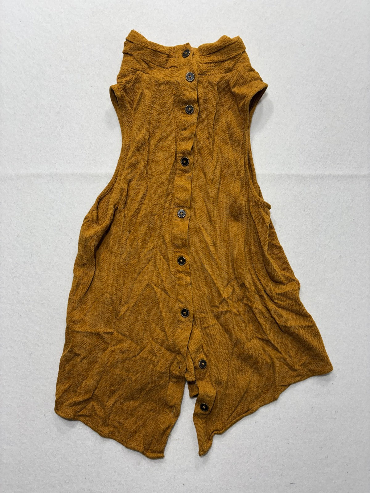 Maeve By Anthropologie Blouse Womens 6 Yellow High Neck Sleeveless Button Tunic