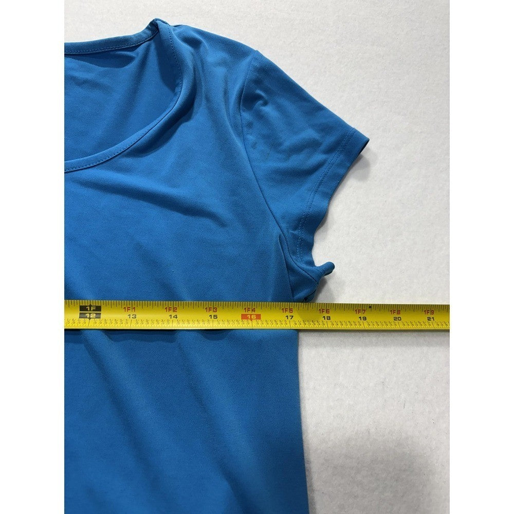 MICHAEL Michael Kors Dress Womens Large Blue Scoop Neck Fit Flare Jersey Stretch