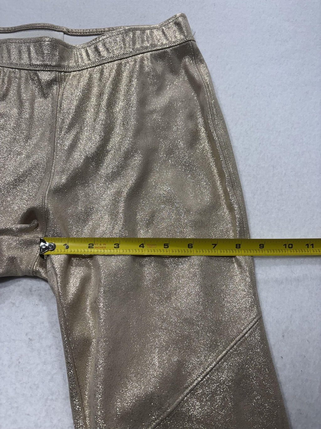 Free People Leggings Womens 27 Gold Mid Rise 31.5" Inseam Ankle Metallic Stretch
