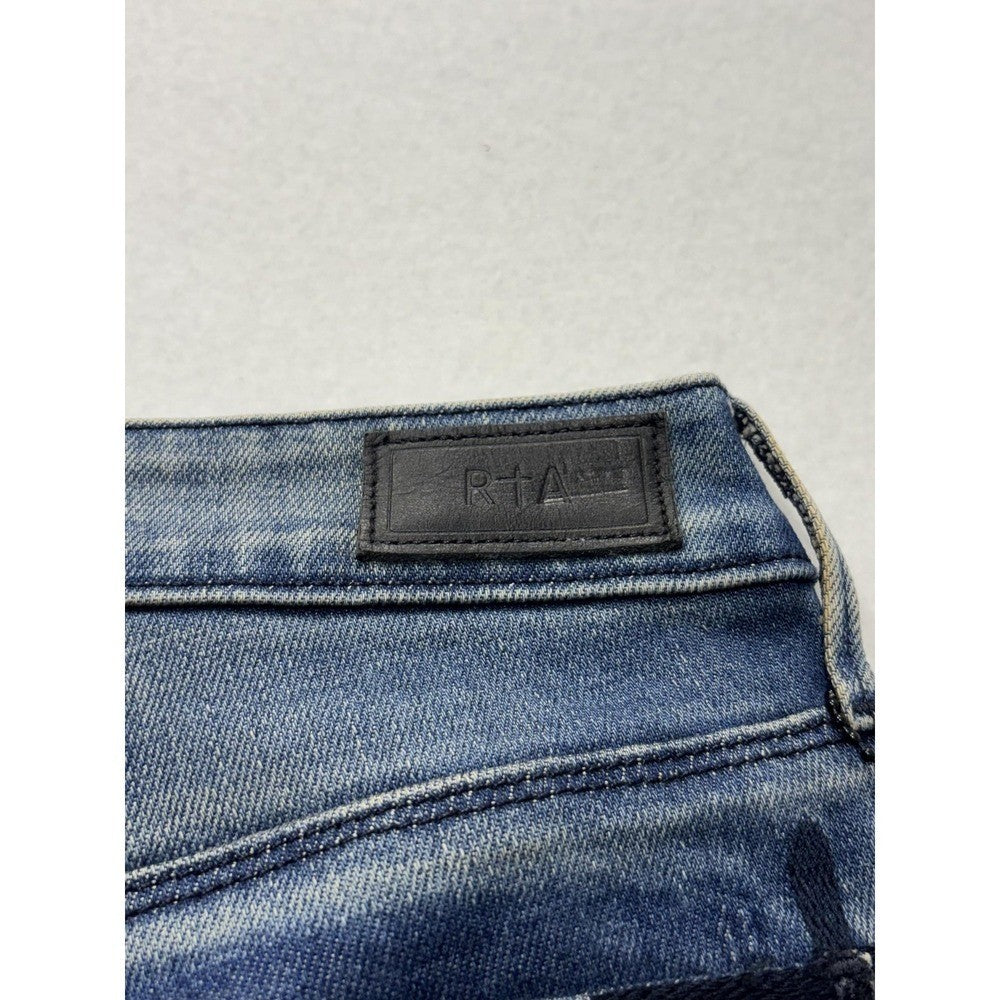 RtA Jeans Womens 25 Blue Medium Wash Mid Rise Skinny Stretch Raw Hem 25x29