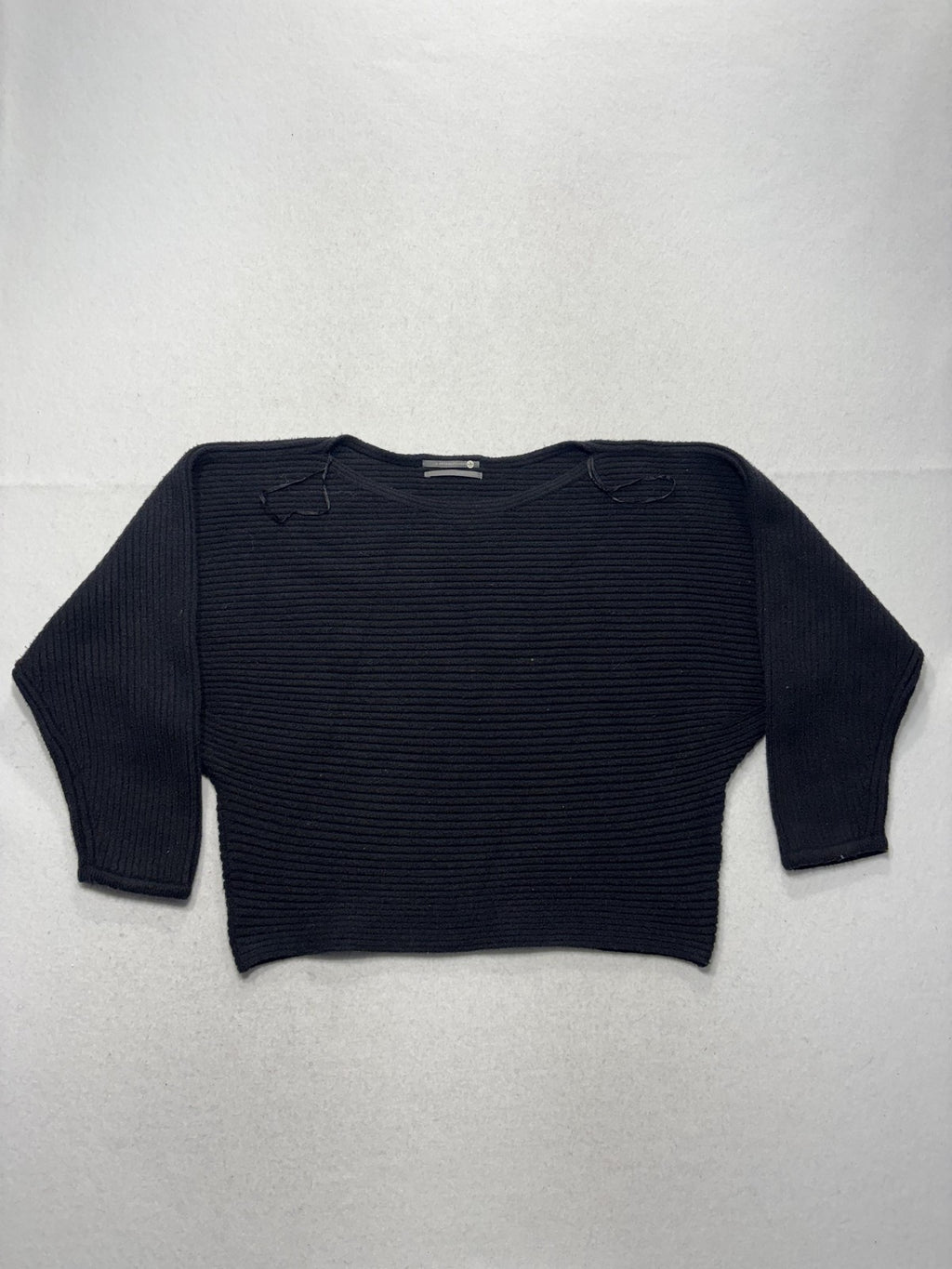 Anthropologie Sweater Womens Small Black Boat Neck Dolman Knit Pullover Relaxed