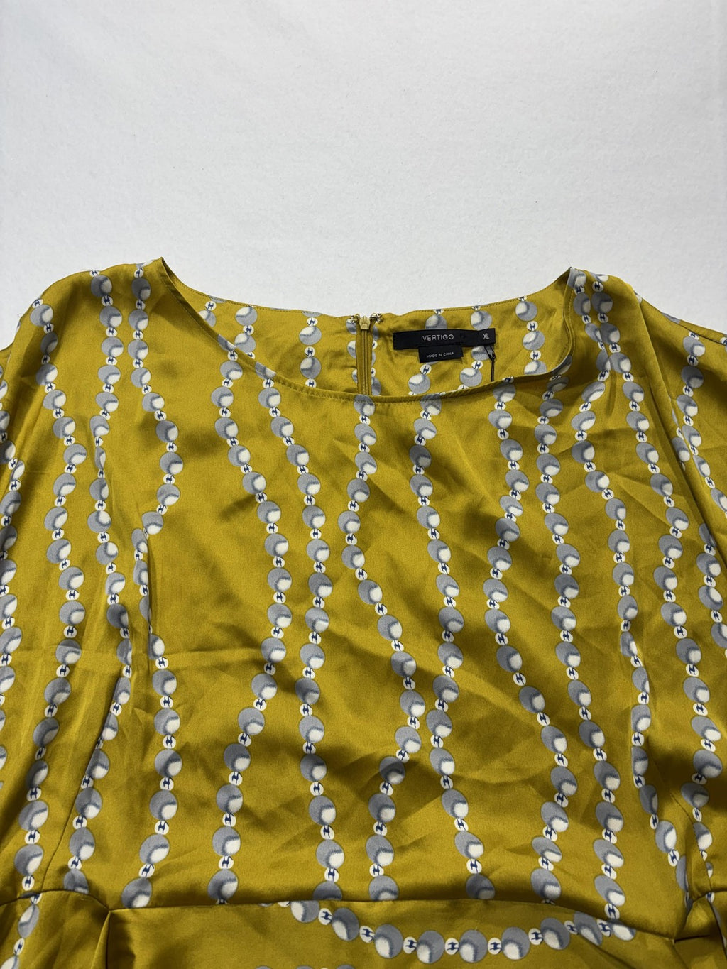 Vertigo Paris Dress Womens XL Yellow Floral Scoop Neck Kimono Sleeve Belted