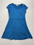 MICHAEL Michael Kors Dress Womens Large Blue Scoop Neck Fit Flare Jersey Stretch