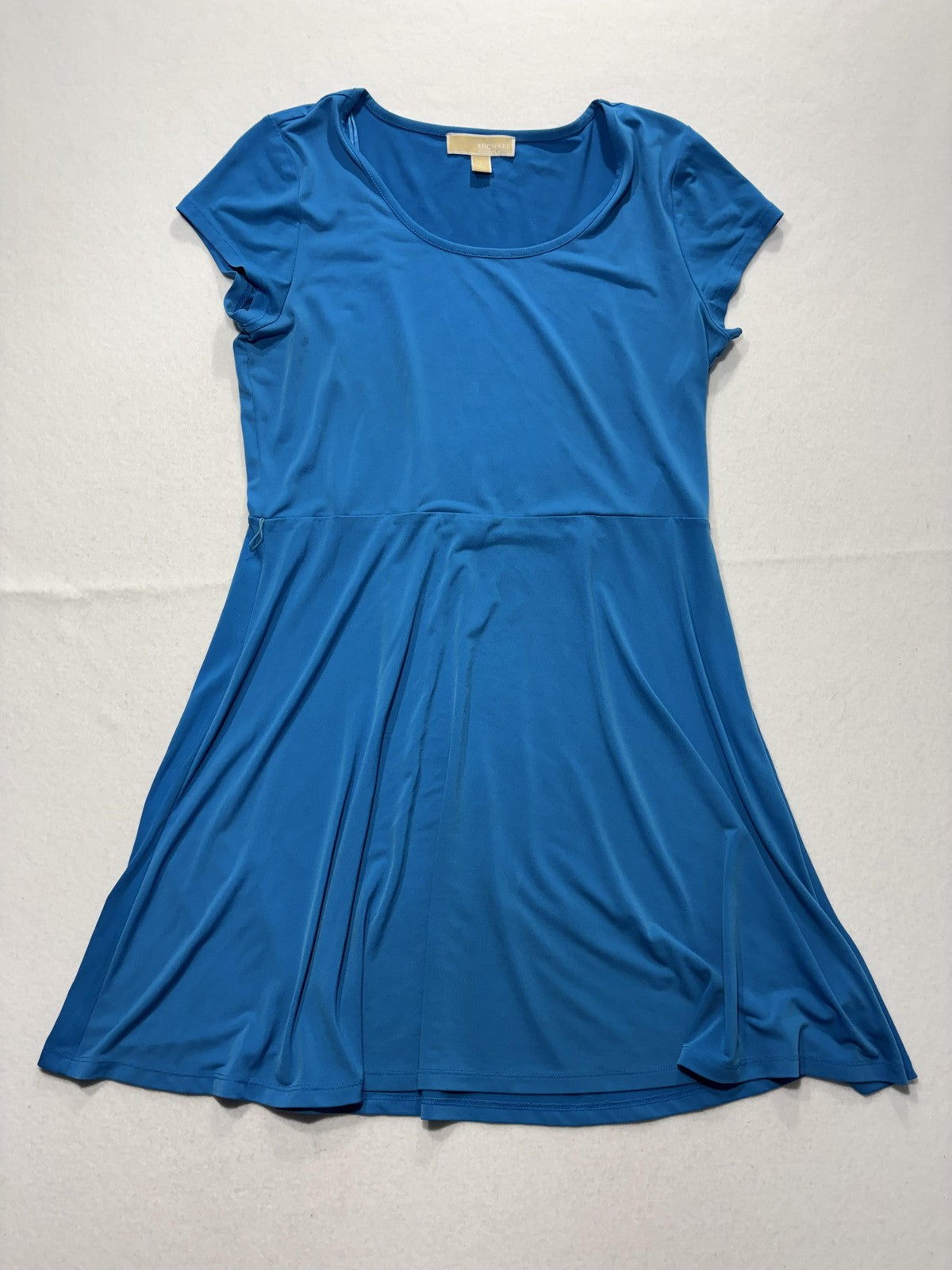 MICHAEL Michael Kors Dress Womens Large Blue Scoop Neck Fit Flare Jersey Stretch