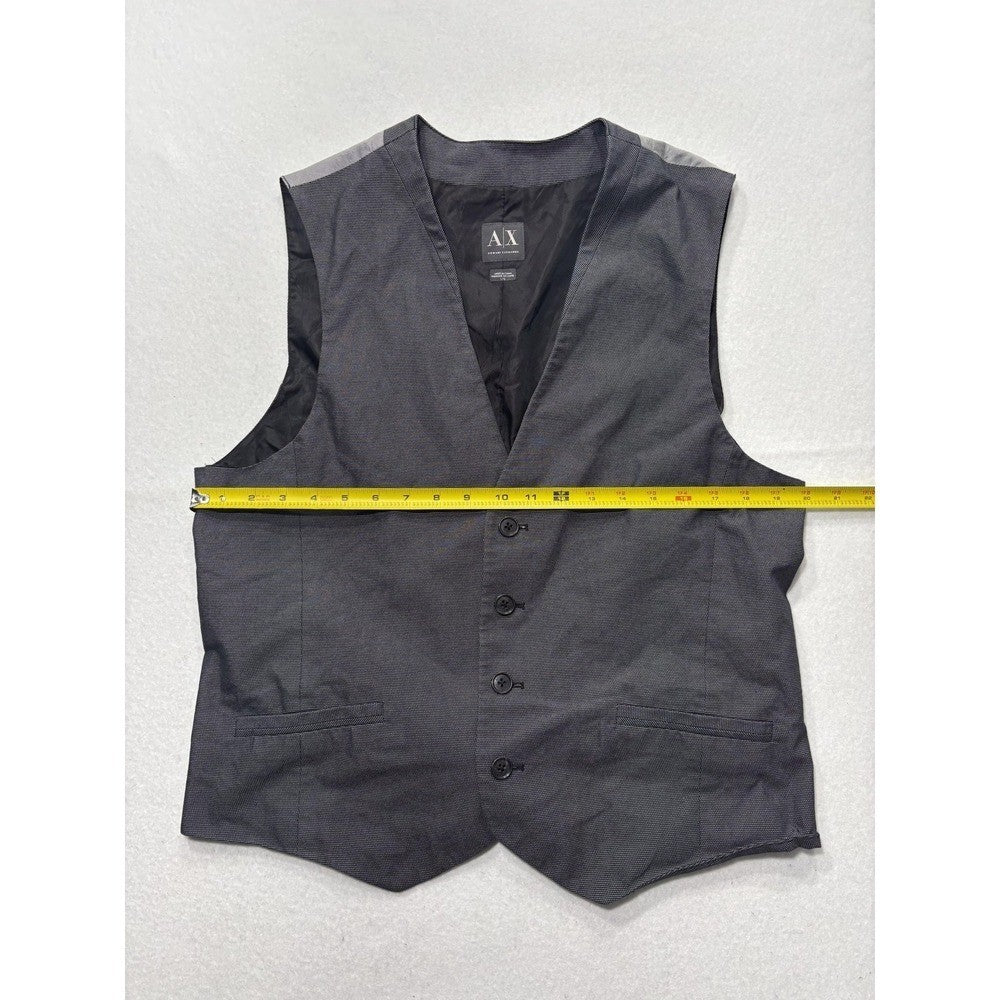 Armani Exchange Suit Vest Mens Large Gray Geometric Belted Back Formal 3 Piece